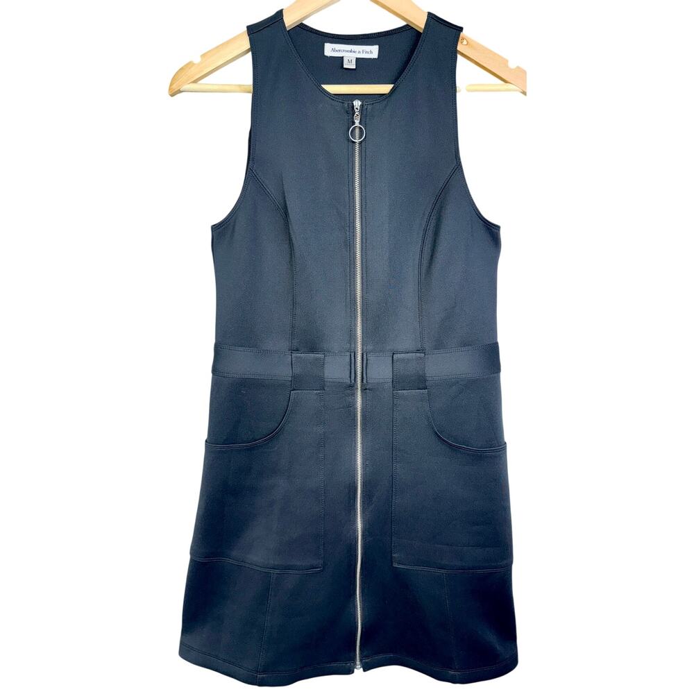 Abercrombie & Fitch Black Full Zip Sleeveless Utility Mini Dress Womens Size M